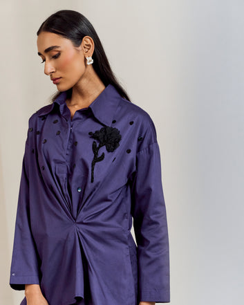Flower Brooch Shirt Coord
