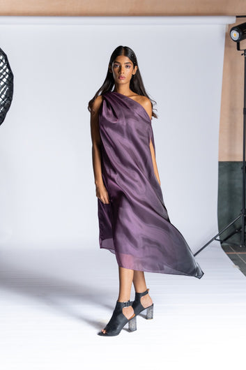 One Shoulder Dress Purple