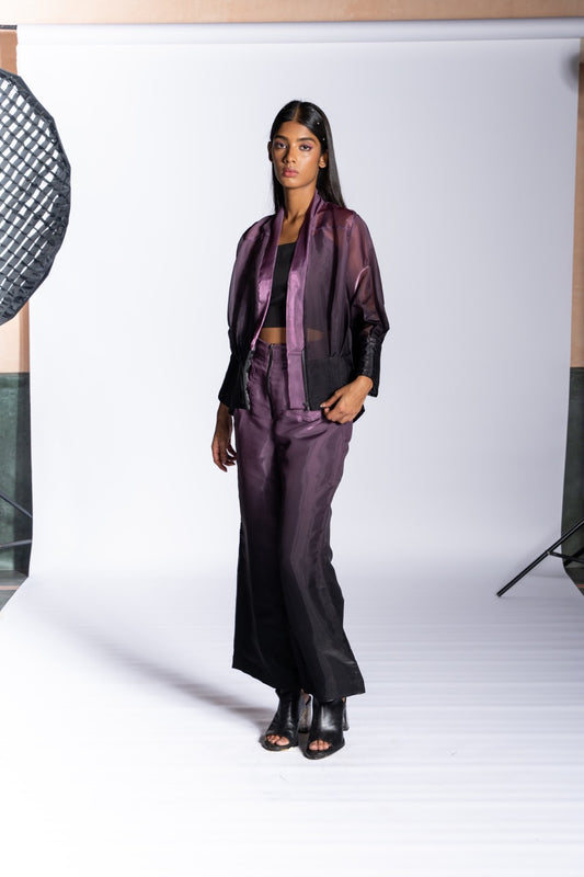 Ombre Pleated Jacket Purple