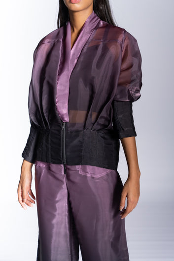 Ombre Pleated Jacket Purple