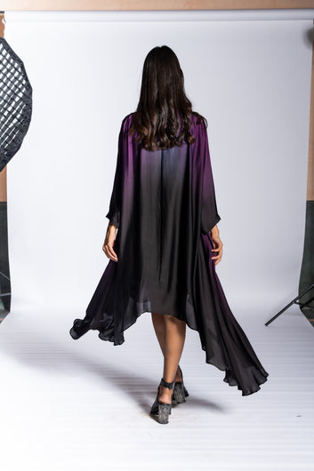 Shoulder Pleate Dress Purple